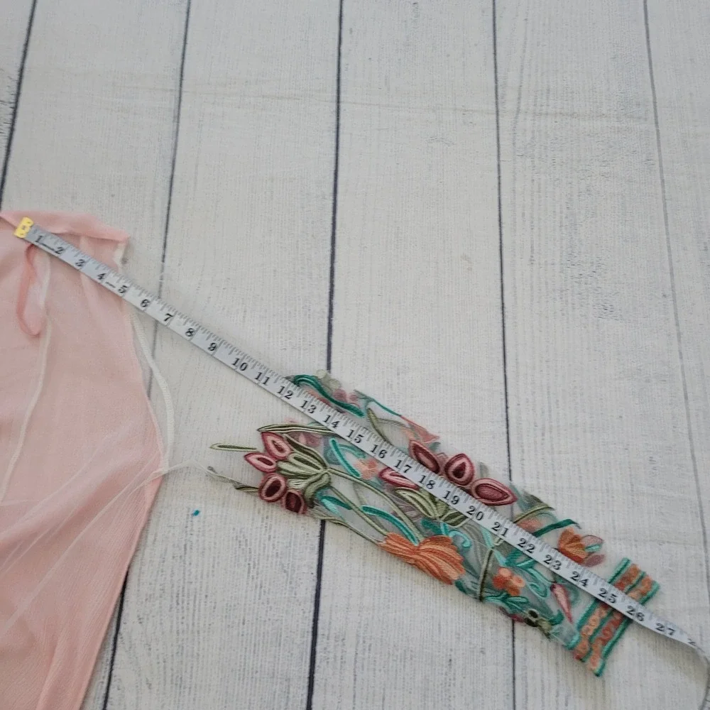 Wonderland by Orange Women's Size S Sheer Duster Cardigan‎ Pink Floral Mesh